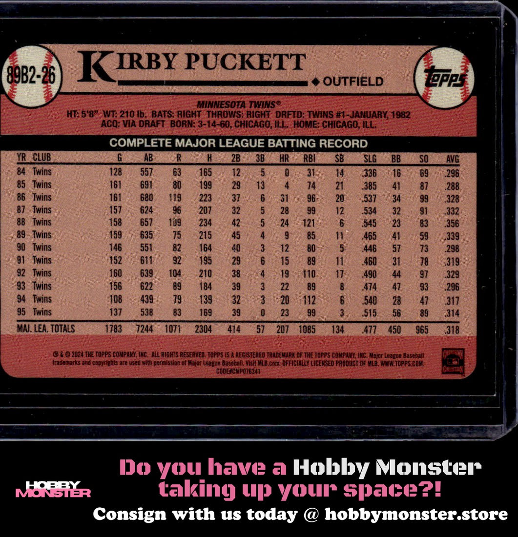 2024 Topps Kirby Puckett 1989 Blue Twins