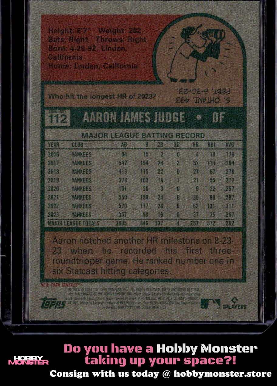 2024 Topps Heritage Aaron Judge No Signature SP New York Yankees