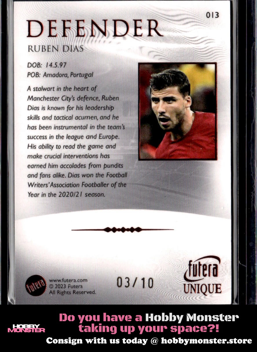2023-24 Futera Unique World Football Ruben Dias Heritage Ruby #/10 Portugal