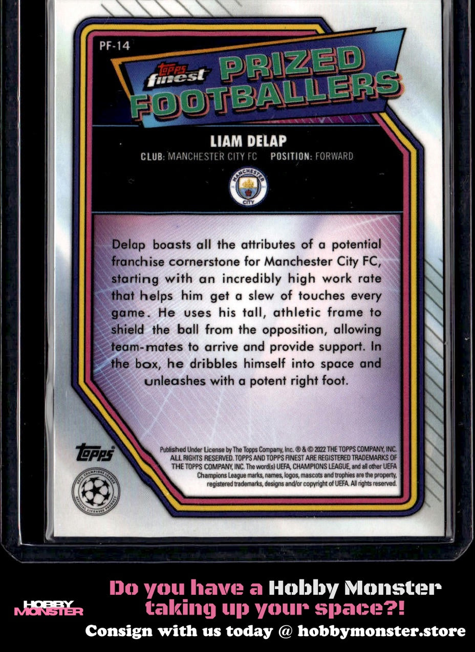 2021-22 Topps Finest UEFA Liam Delap Prized RC Rookie Manchester City