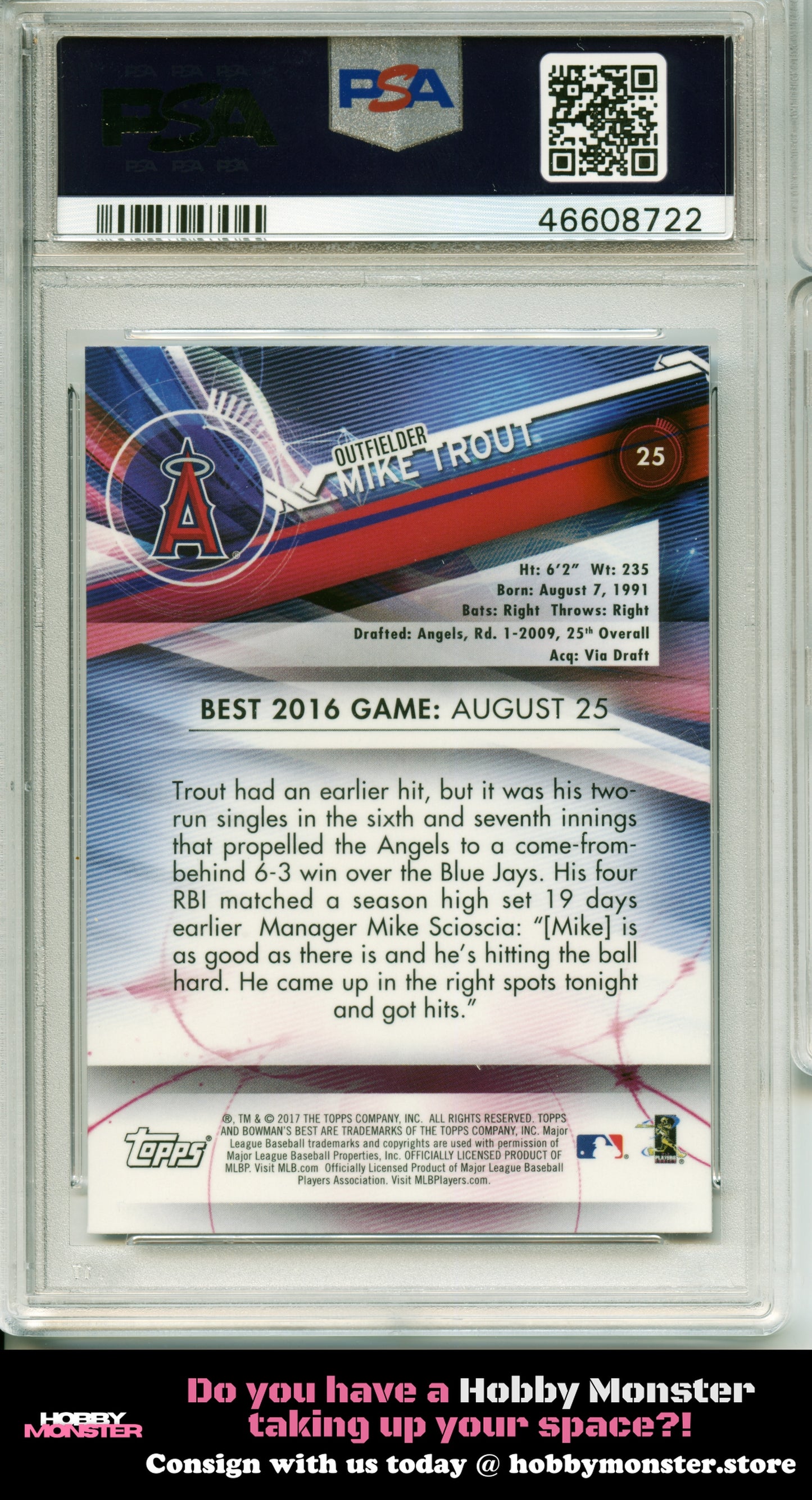 2017 Bowman's Best Mike Trout Los Angeles Angels PSA 10