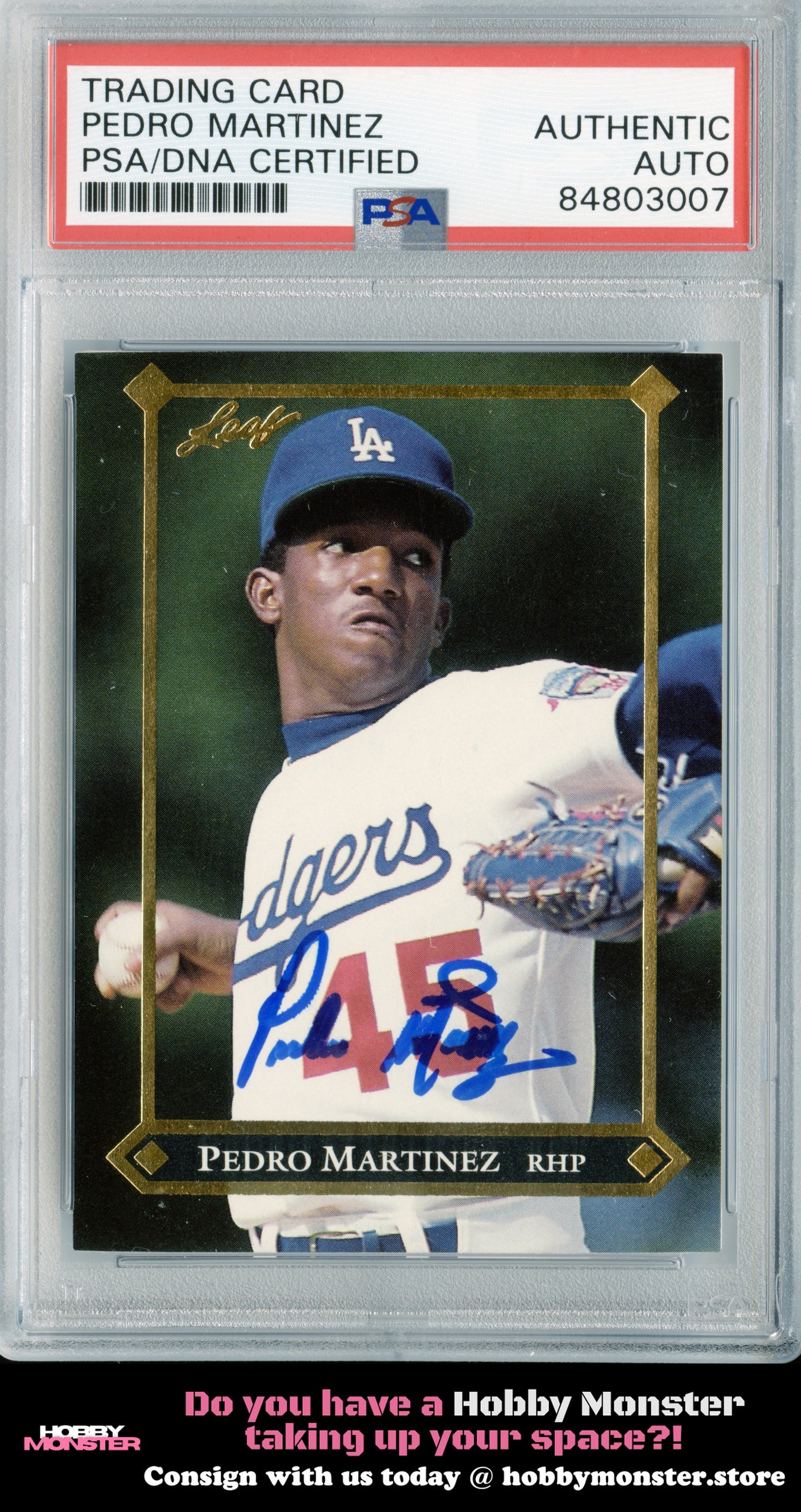 1992 Leaf Pedro Martinez Gold Rookie Auto PSA Authentic Dodgers
