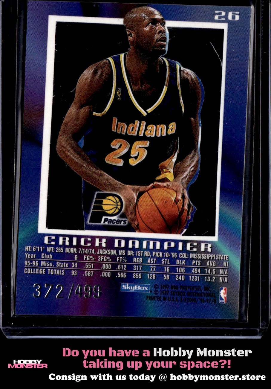 1996-97 E-X2000 Erick Dampier X2000 - Credentials Rookie #/499 Indiana Pacers