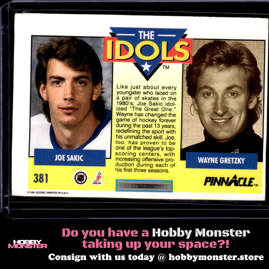 1991-92 Pinnacle French Joe Sakic / Wayne Gretzky IDOL