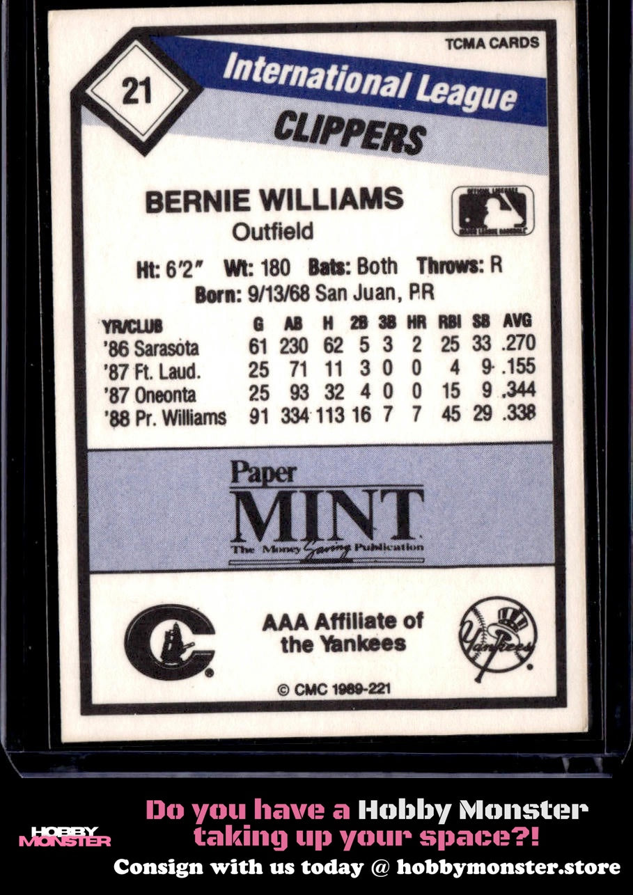 1989 CMC Columbus Clippers Bernie Williams Columbus Clippers