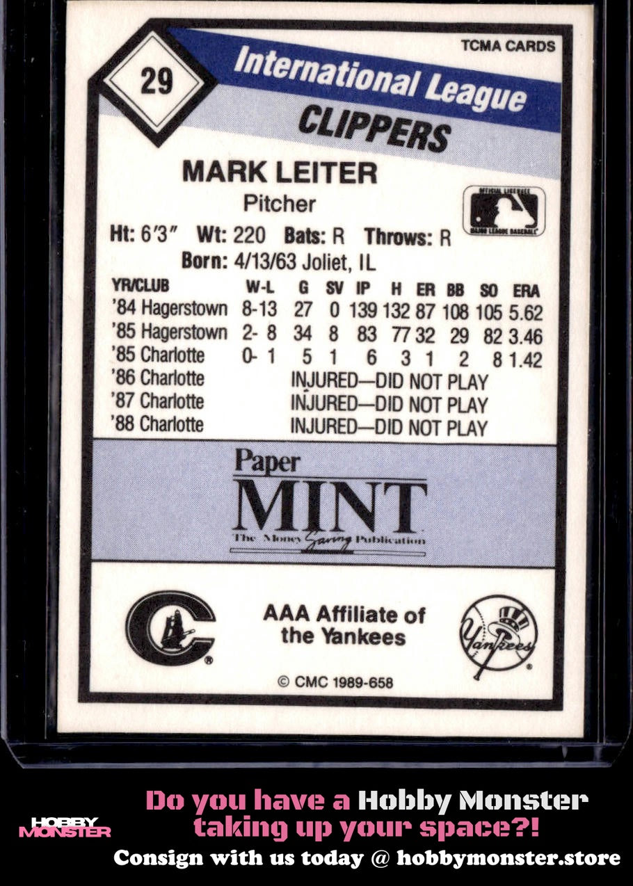 1989 CMC Columbus Clippers Mark Leiter Columbus Clippers
