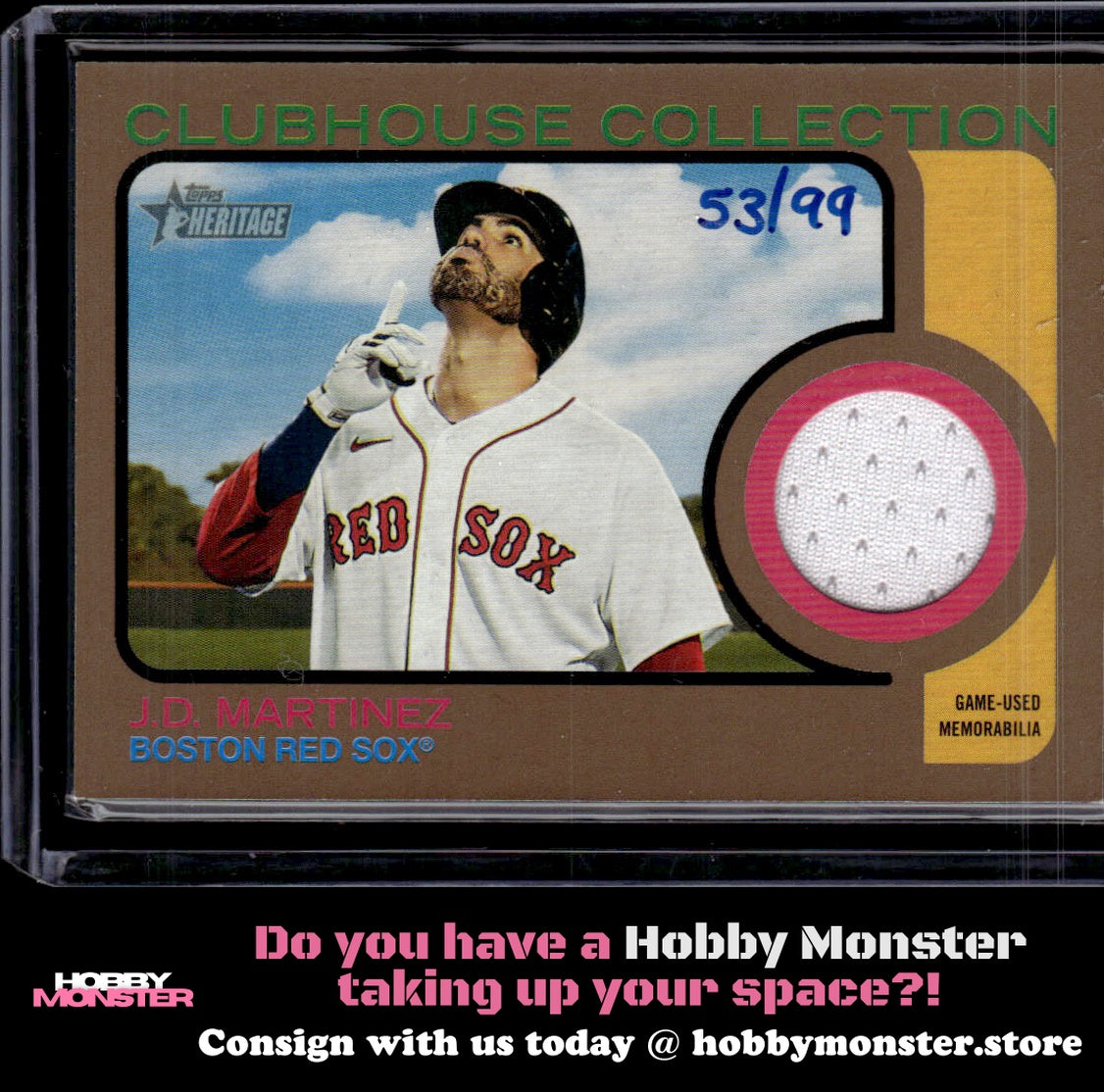 2022 Topps Heritage J.D. Martinez Relic Gold Jersey #/99 Boston Red Sox