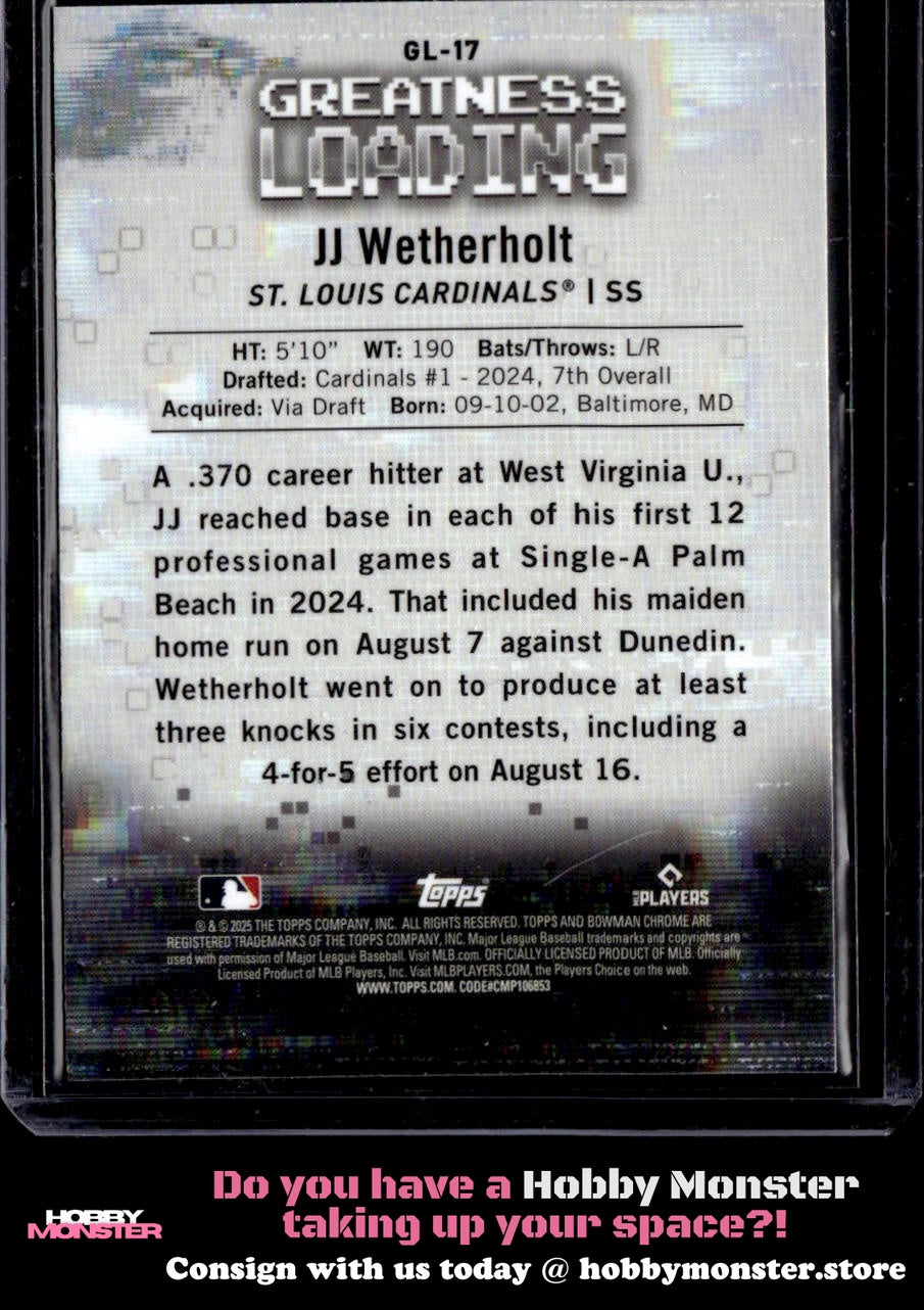 2025 Bowman JJ Wetherholt Greatness Loading St. Louis Cardinals