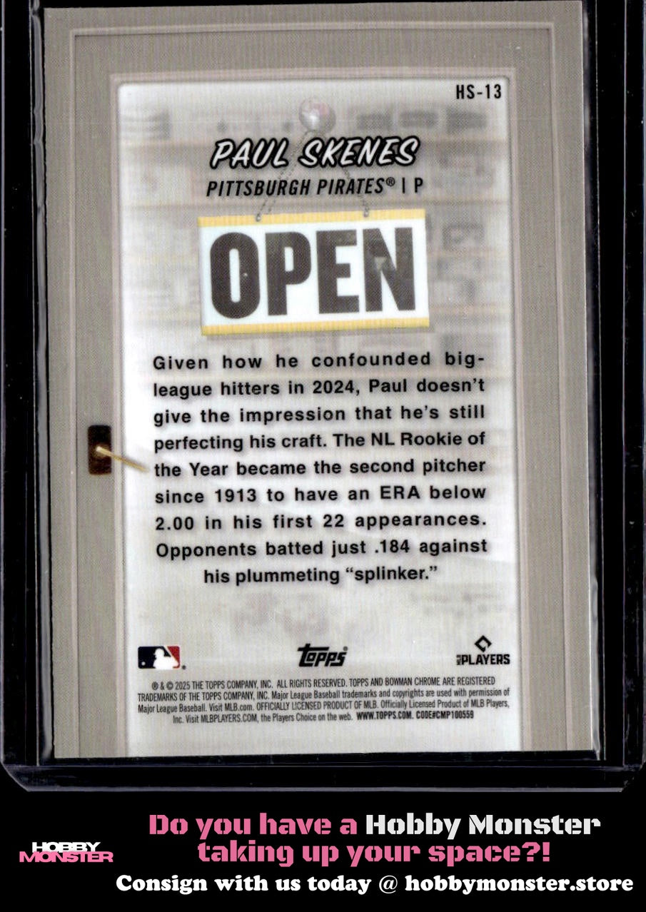 2025 Bowman Paul Skenes Hobby Stars Pittsburgh Pirates