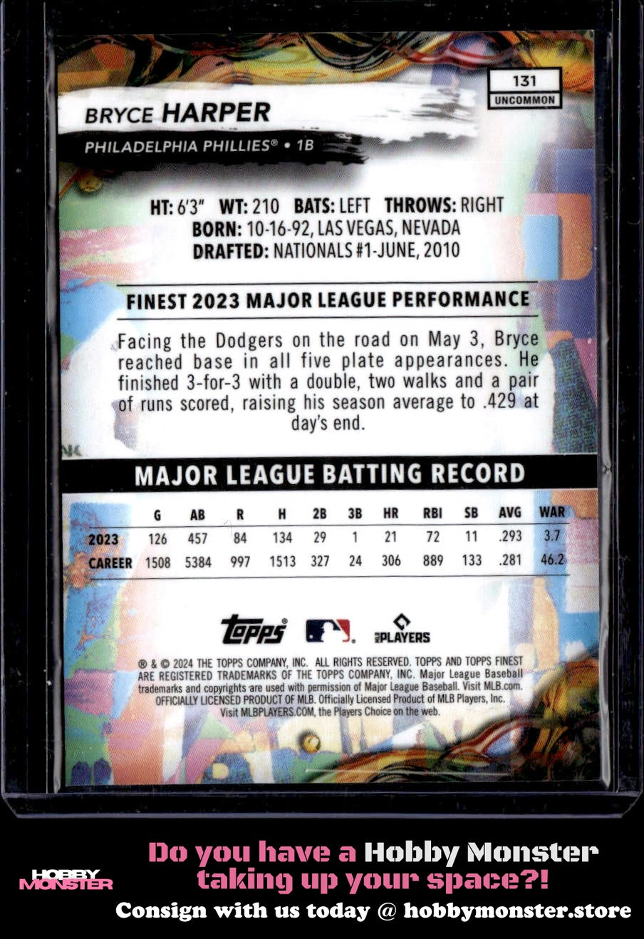 2024 Finest Bryce Harper Blue Refractors Philadelphia Phillies
