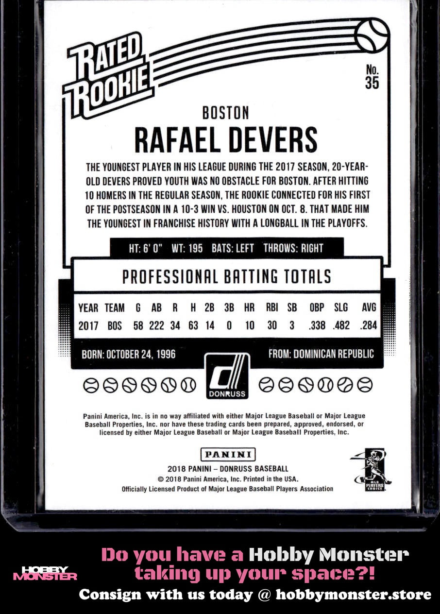 2018 Donruss Rafael Devers Rookie Boston Red Sox