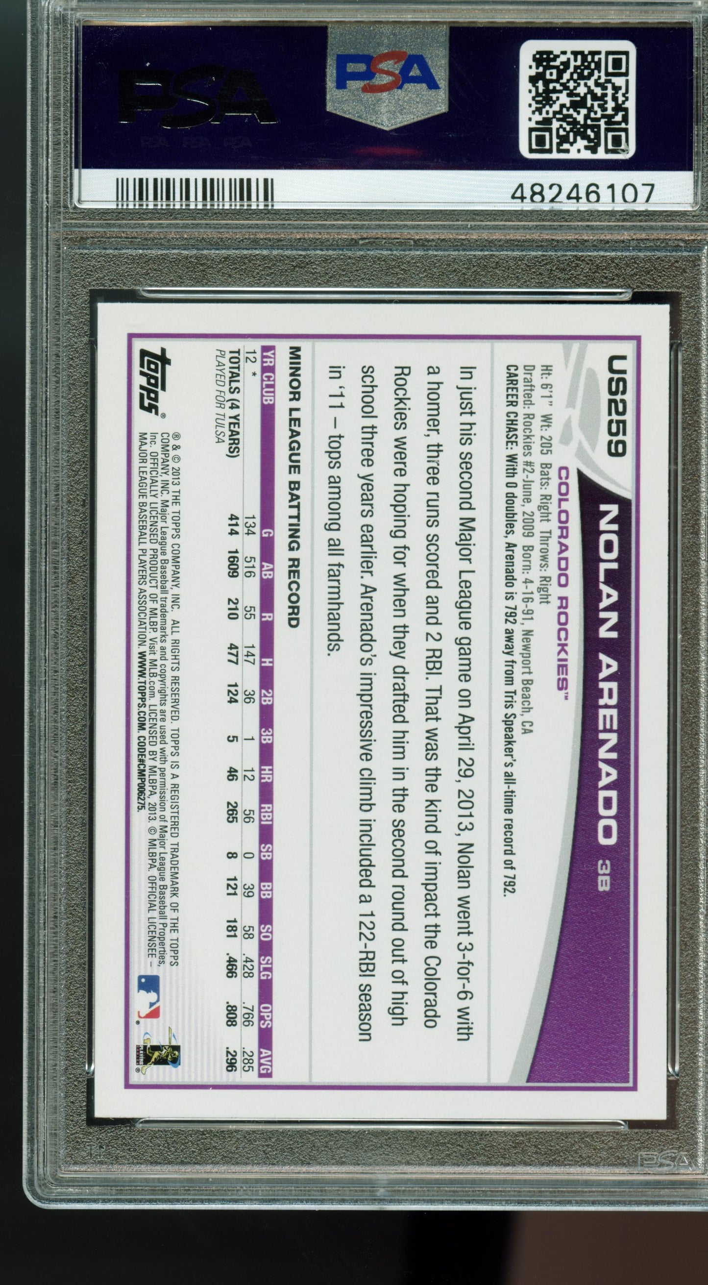 2013 Topps Update Nolan Arenado Colorado Rockies PSA 10
