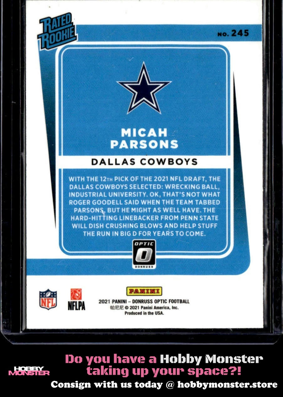 2021 Donruss Optic Micah Parsons Rookie Dallas Cowboys