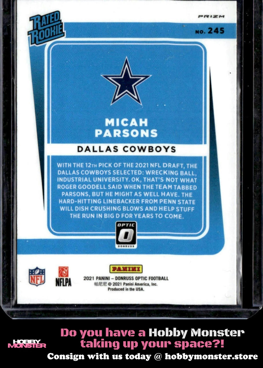 2021 Donruss Optic Micah Parsons Pink Rookie Dallas Cowboys
