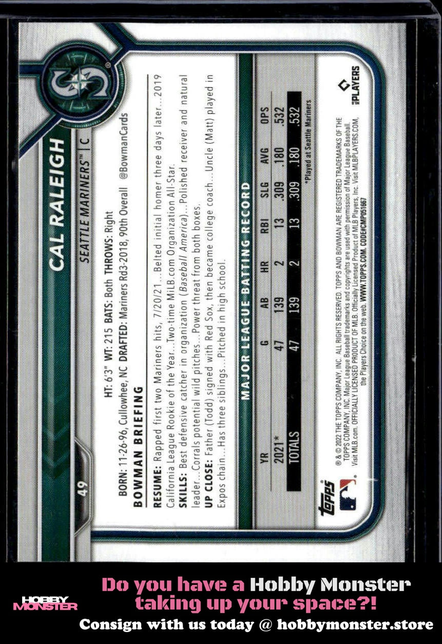 2022 Bowman Cal Raleigh Rookie Seattle Mariners B