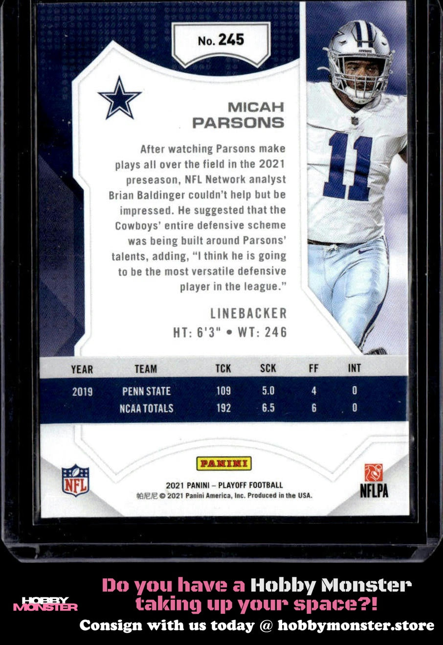 2021 Panini Playoff Micah Parsons Rookie Dallas Cowboys