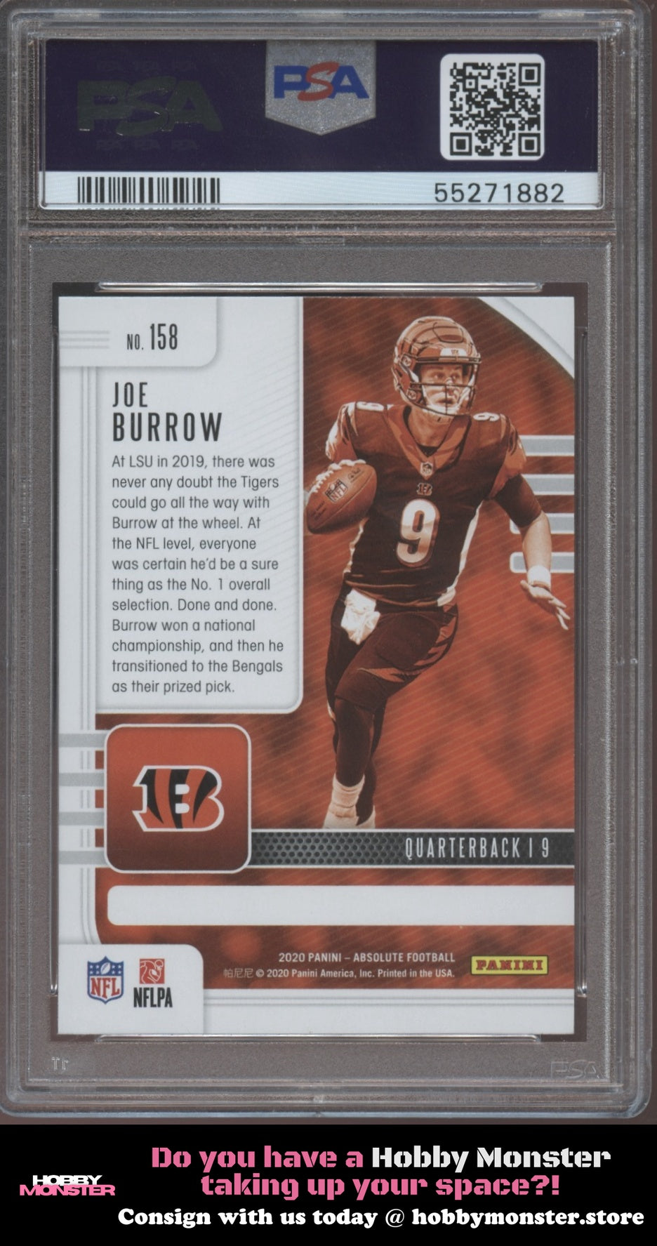 2020 Panini Absolute Joe Burrow Rookie Cincinnati Bengals PSA 10