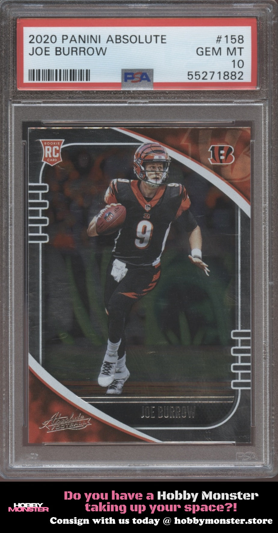 2020 Panini Absolute Joe Burrow Rookie Cincinnati Bengals PSA 10