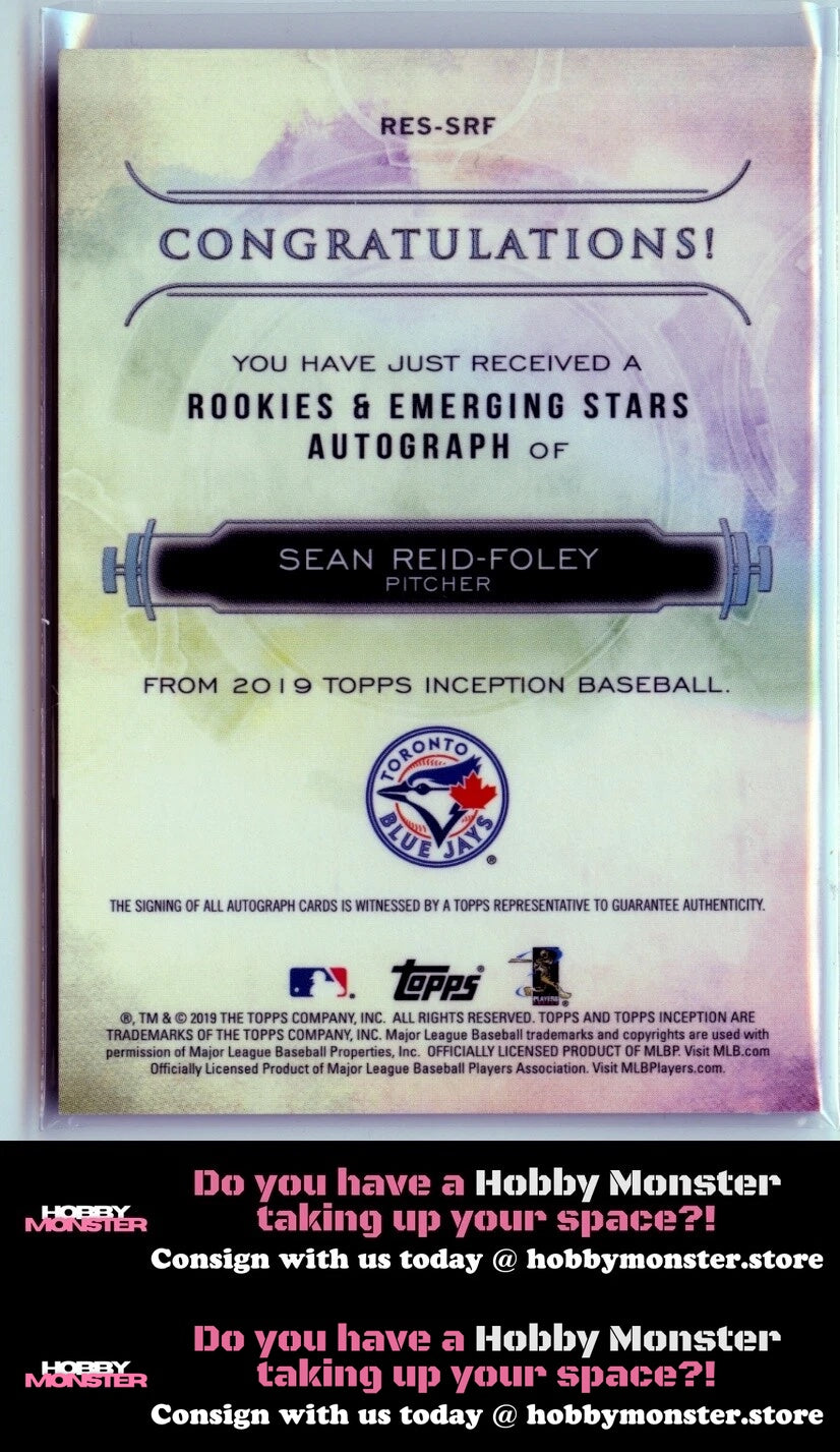 2019 Topps Inception Sean Reid-Foley Rookie Red Auto #/75 Blue Jays