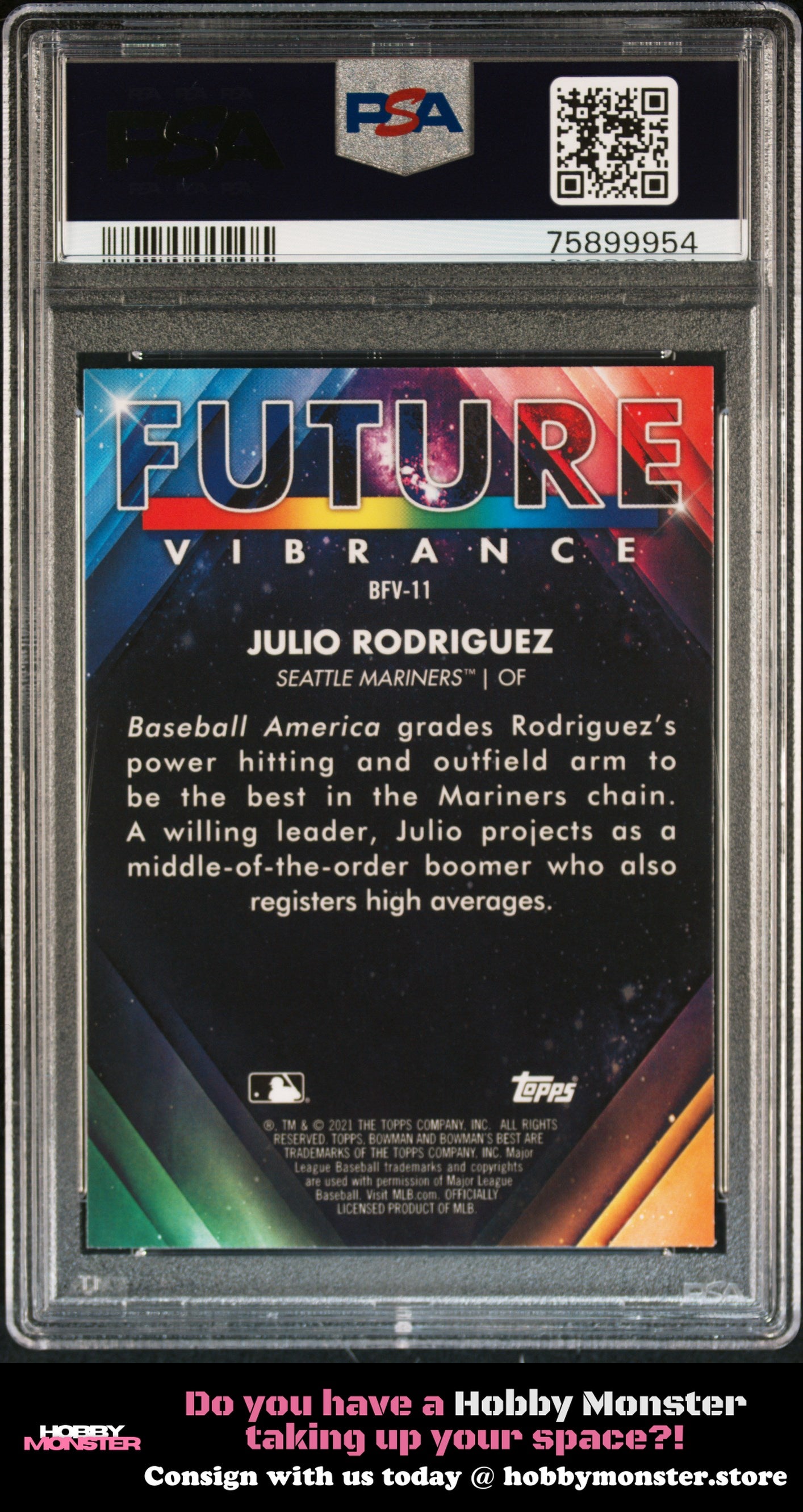 2021 Bowman's Best Julio Rodriguez Future Vibrance Seattle Mariners PSA 9