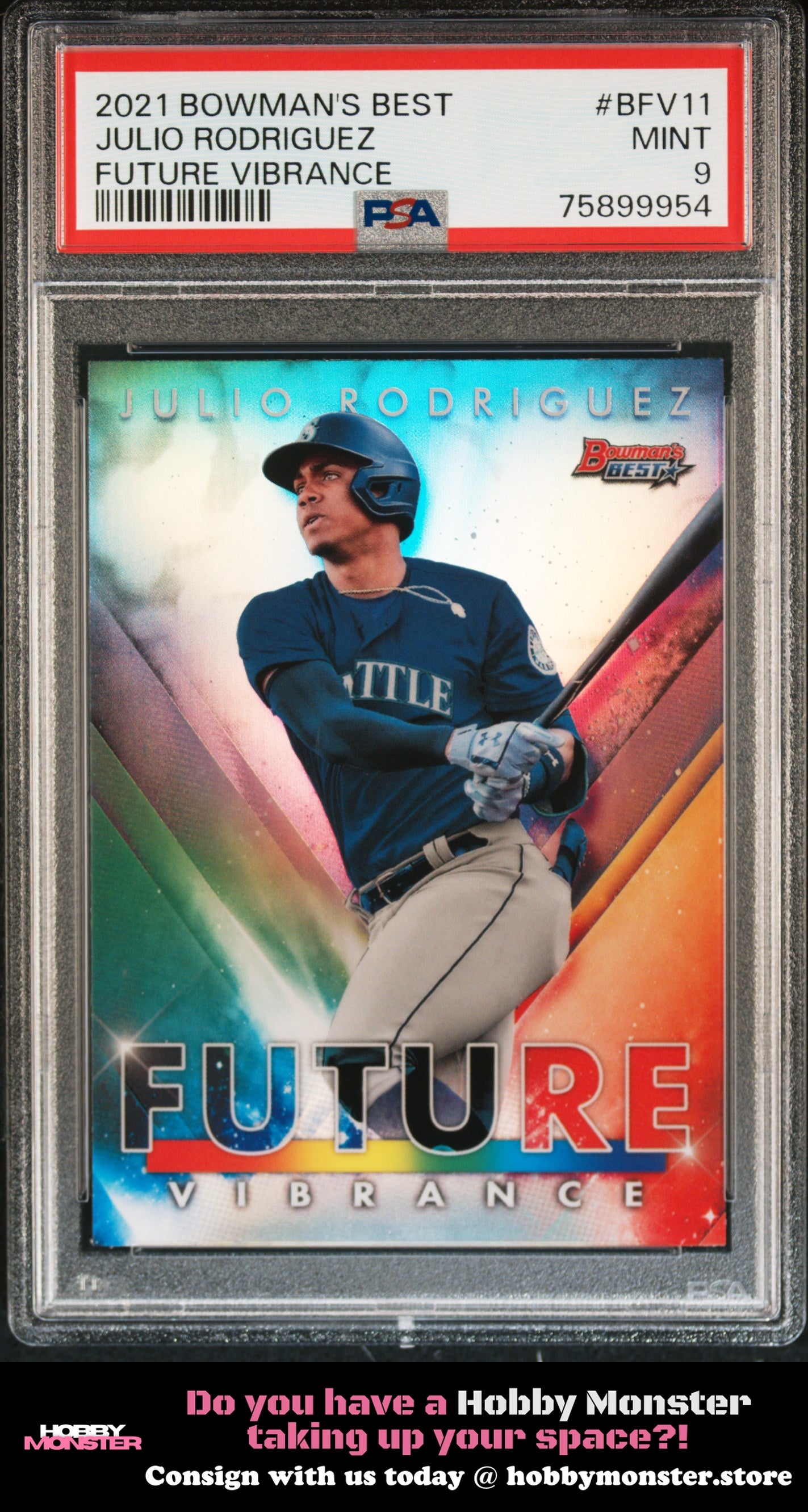 2021 Bowman's Best Julio Rodriguez Future Vibrance Seattle Mariners PSA 9