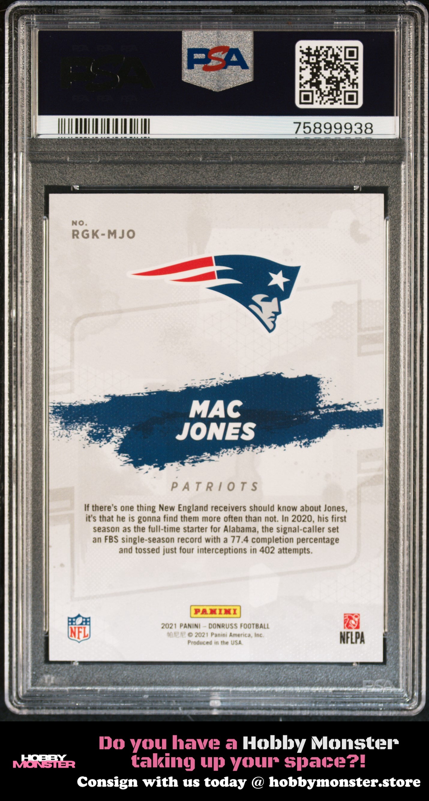 2021 Donruss Mac Jones Rookie Gridiron Kings #/100 Patriots PSA 10