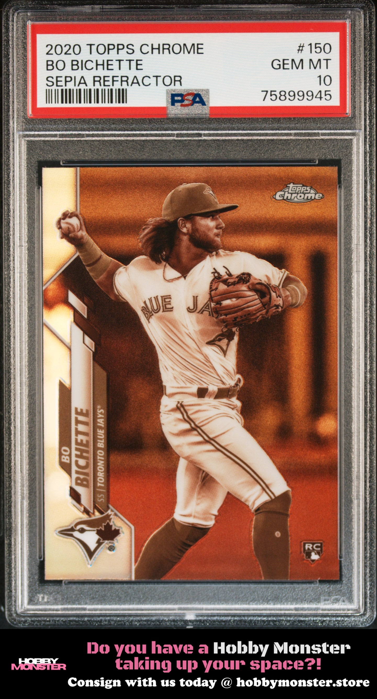 2020 Topps Chrome Bo Bichette Sepia Refractor Toronto Blue Jays PSA 10