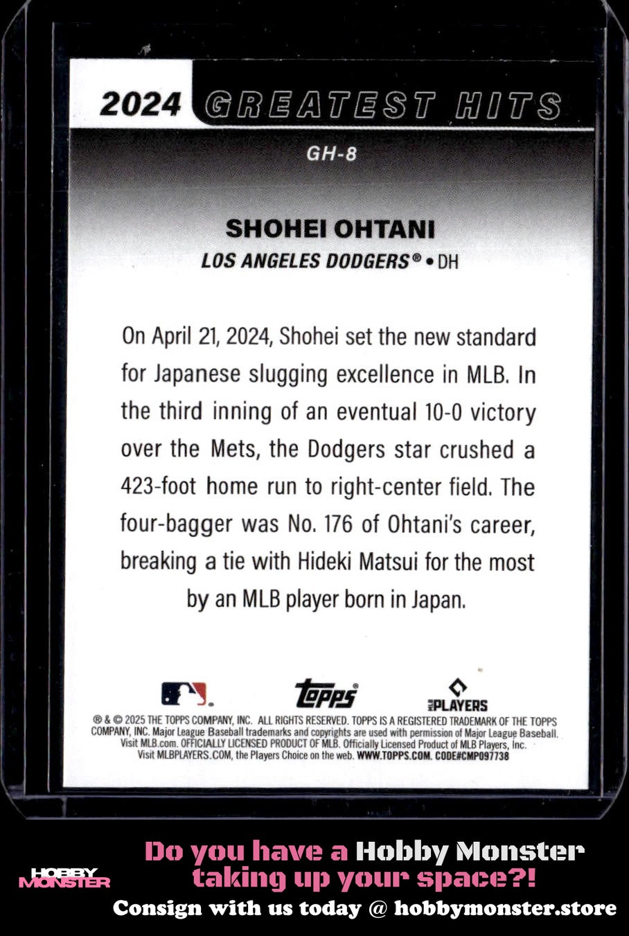2025 Topps Shohei Ohtani 2024 Greatest Hits Los Angeles Dodgers
