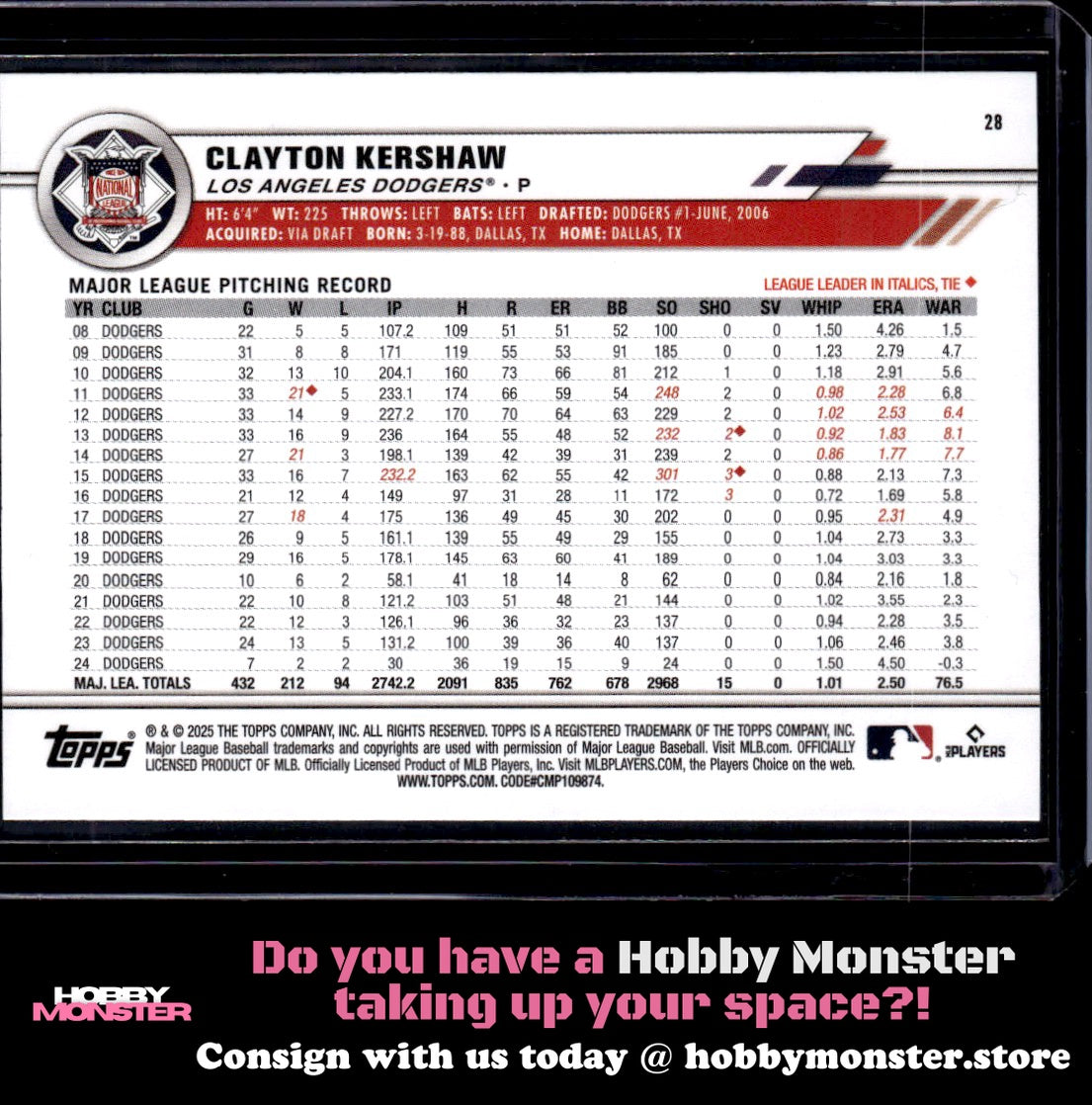 2025 Topps All-Star Game Clayton Kershaw Los Angeles Dodgers