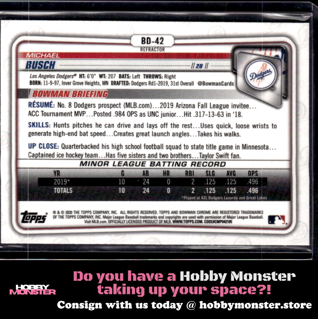 2020 Bowman Draft Michael Busch Chrome Refractor Los Angeles Dodgers