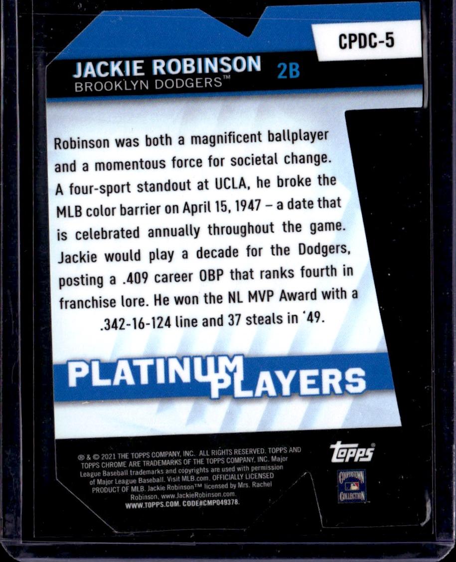 2021 Topps Jackie Robinson Platinum Players Die Cut Brooklyn Dodgers
