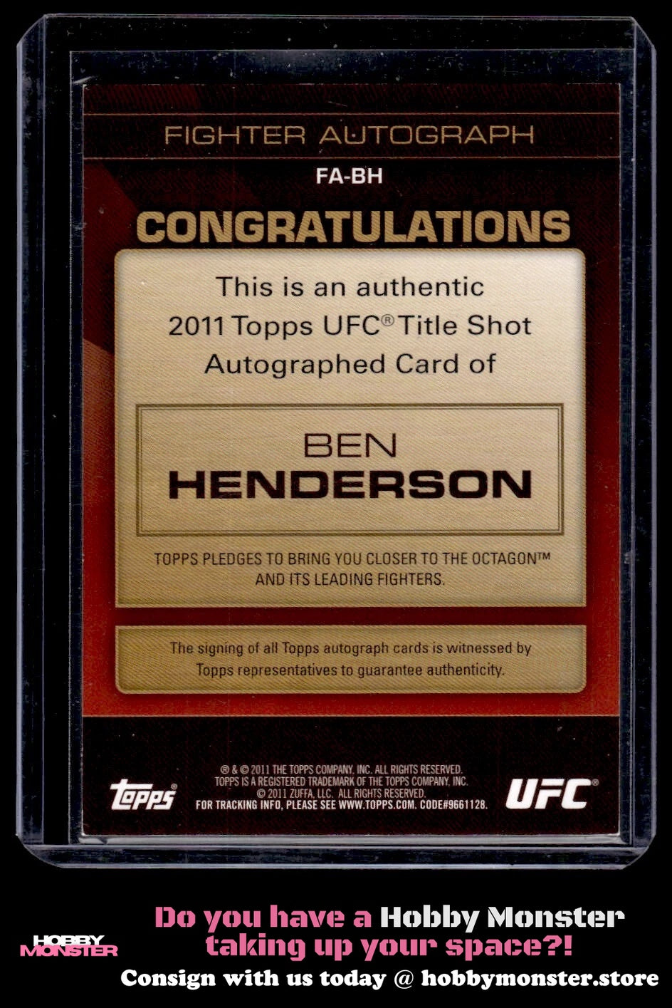 2011 Topps UFC Title Shot Ben Henderson Auto