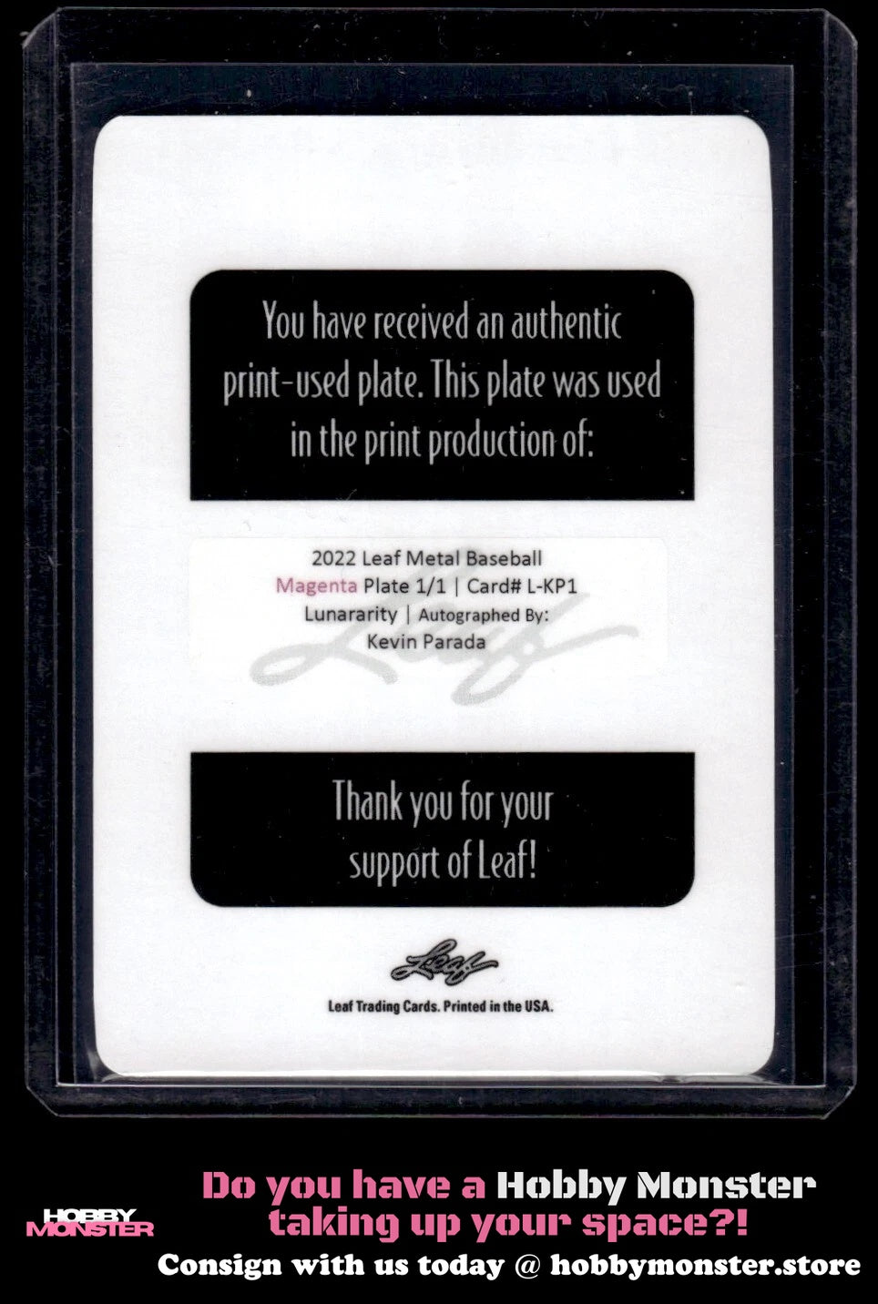 2022 Leaf Metal Kevin Parada Auto Magenta 1/1 New York Mets