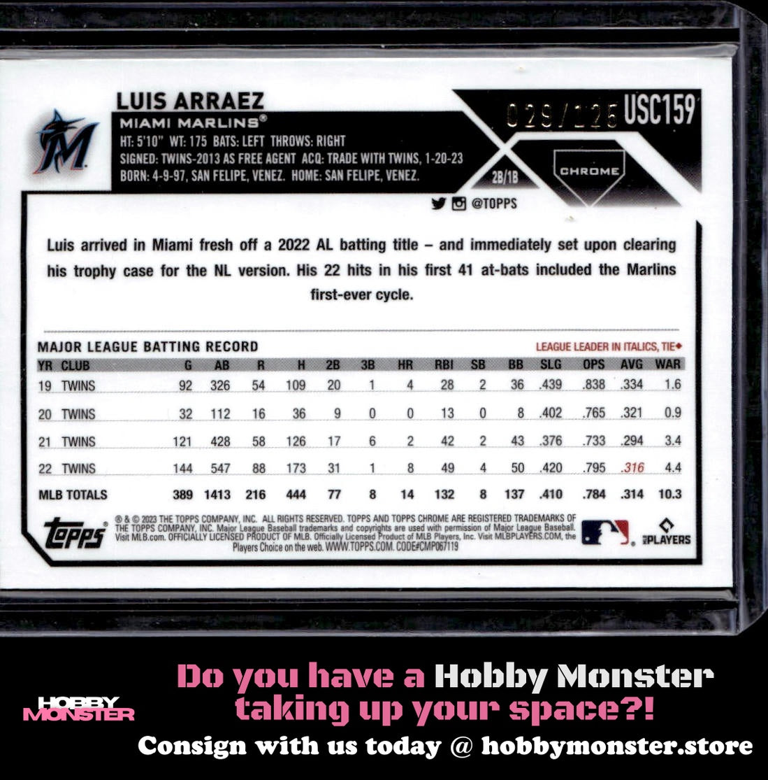 2023 Topps Chrome Update Luis Arraez Blue/Green Lava Lamp #/125 Marlins 005