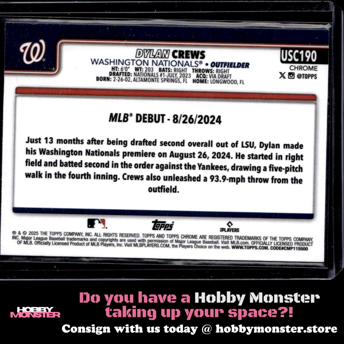 2025 Topps Chrome Update Dylan Crews X-Fractors Washington Nationals 005-qb3qn