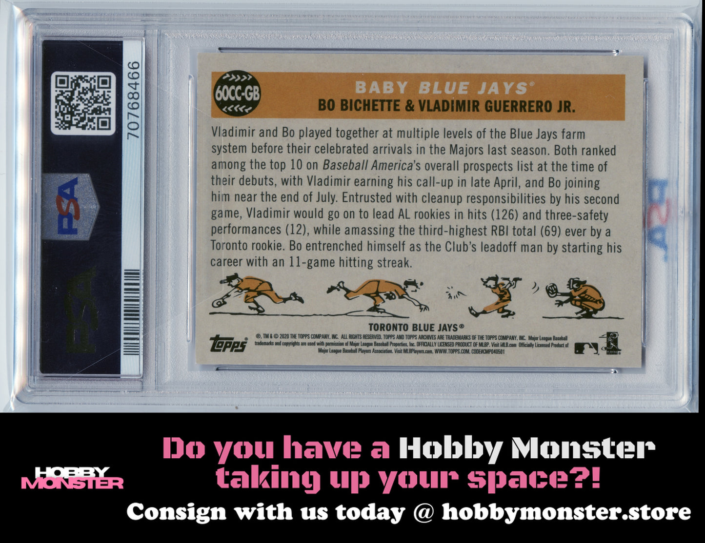 2020 Topps Archives Baby Blue Jays Bichette Guerrero 1960 Red /25 PSA 9