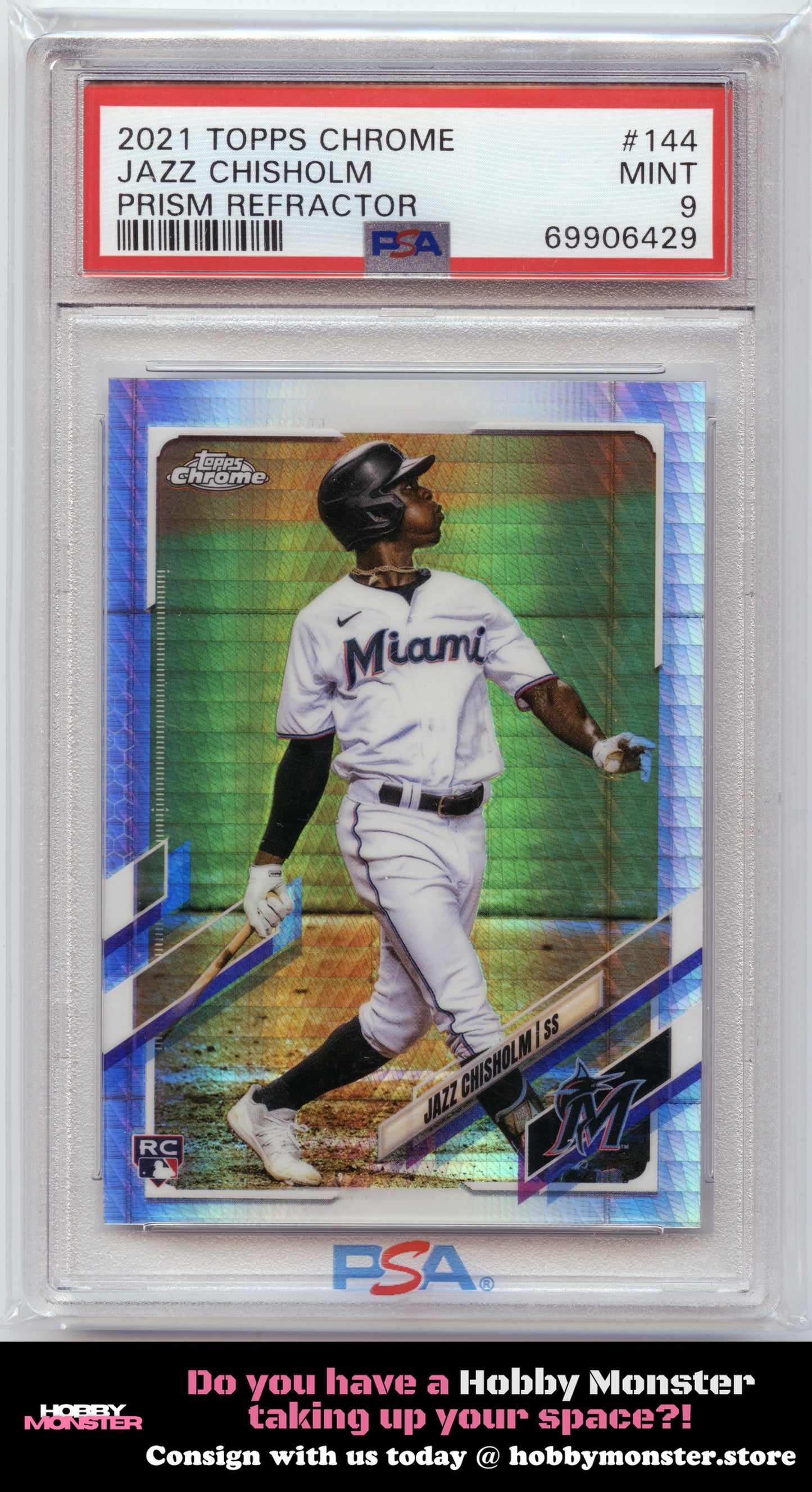2021 Topps Chrome Jazz Chisholm Prism Refractor Rookie Miami Marlins PSA 9