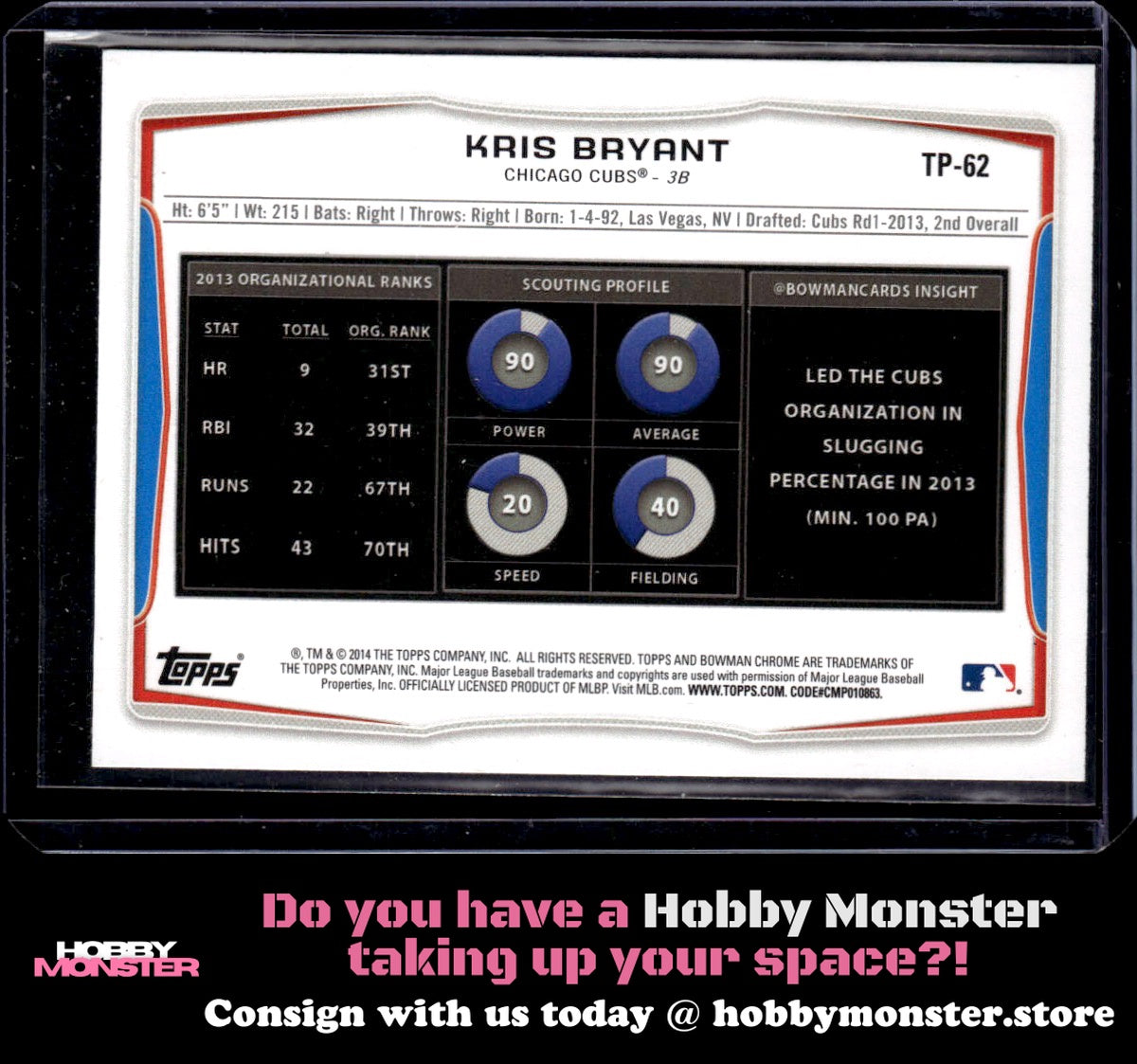 2014 Bowman Draft Kris Bryant Top Prospects Silver Ice Chicago Cubs 002