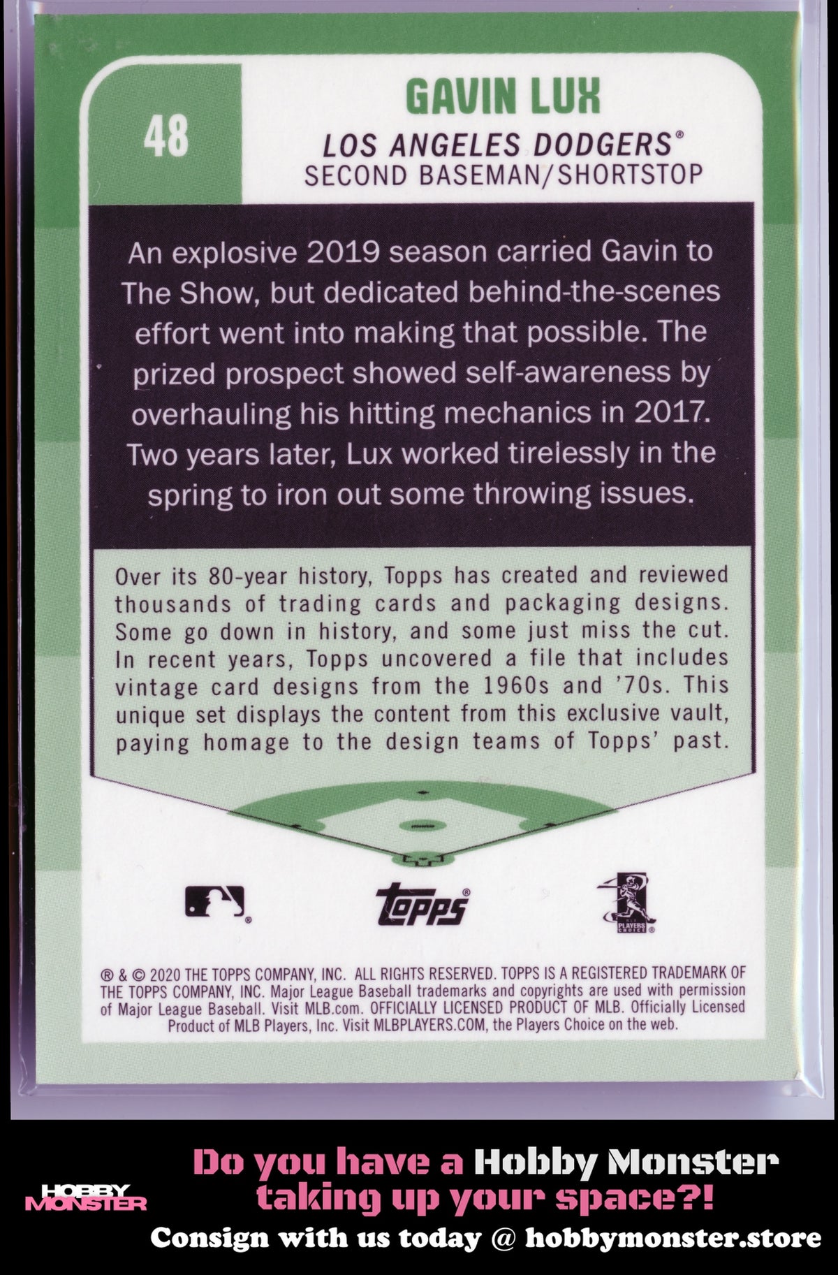 2020 Topps Brooklyn Collection Gavin Lux Purple Rookie #/15 Los Angeles Dodgers