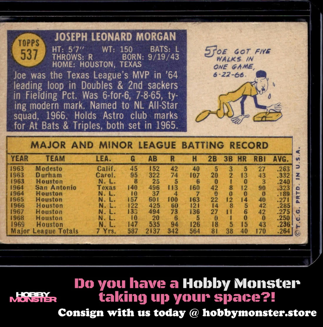 1970 Topps Joe Morgan Houston Astros 00T-s7zpv