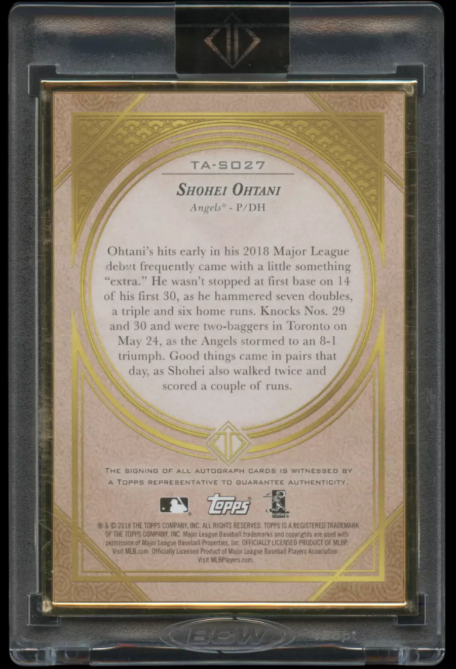 2018 Topps Transcendent Japan Shohei Ohtani Gold Frame Rookie RC Auto /3 Emerald|1781