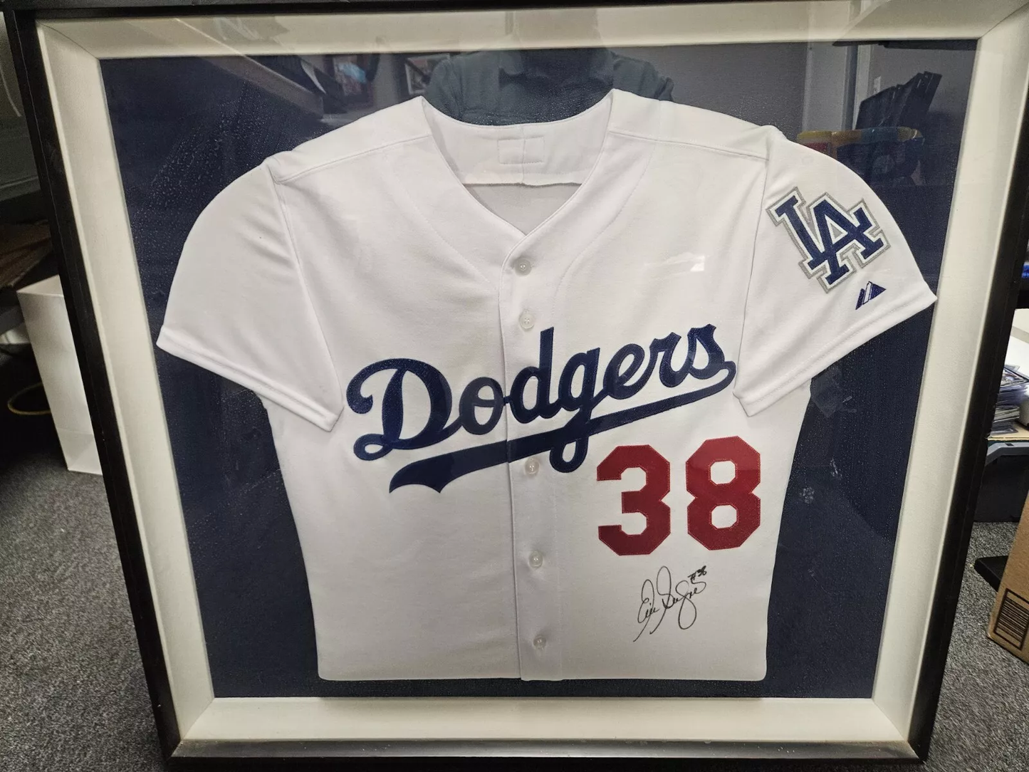 Eric Gagne Framed Autographed Dodger Majestic Jersey 35 X 33 Los Angeles Dodgers