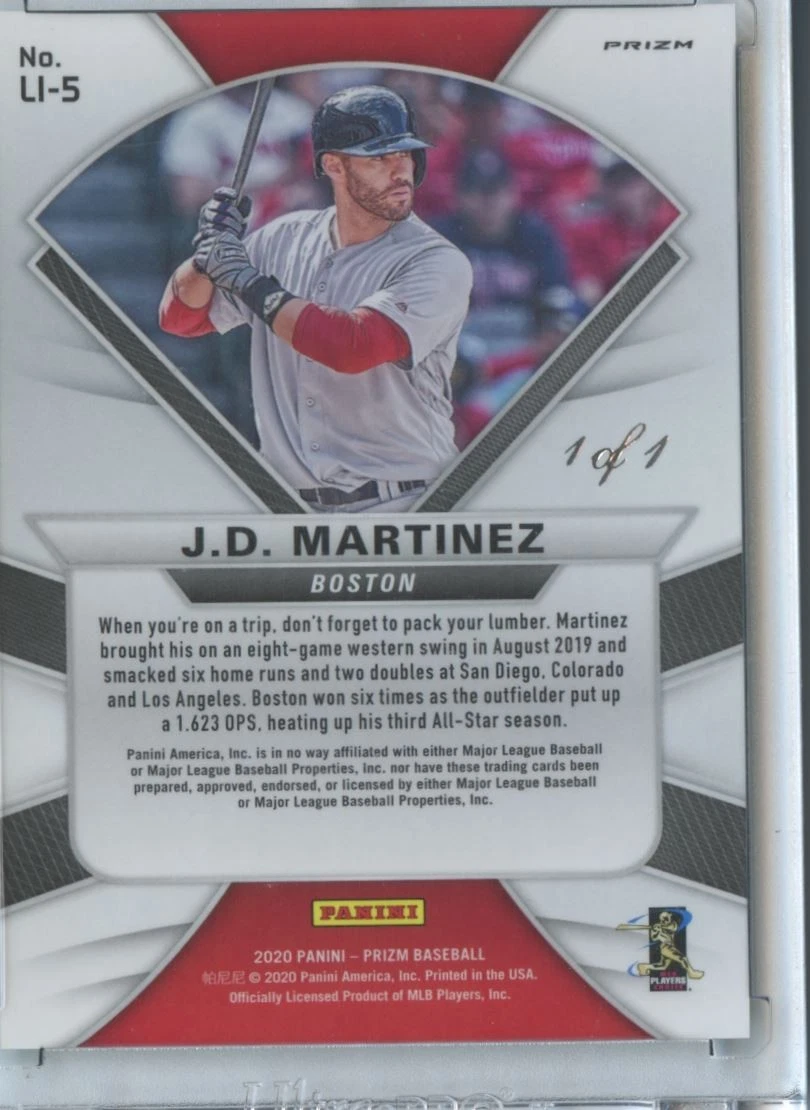 2020 Panini Prizm Lumber Inc. J.D. Martinez 1/1 #LI-5 Superfractor