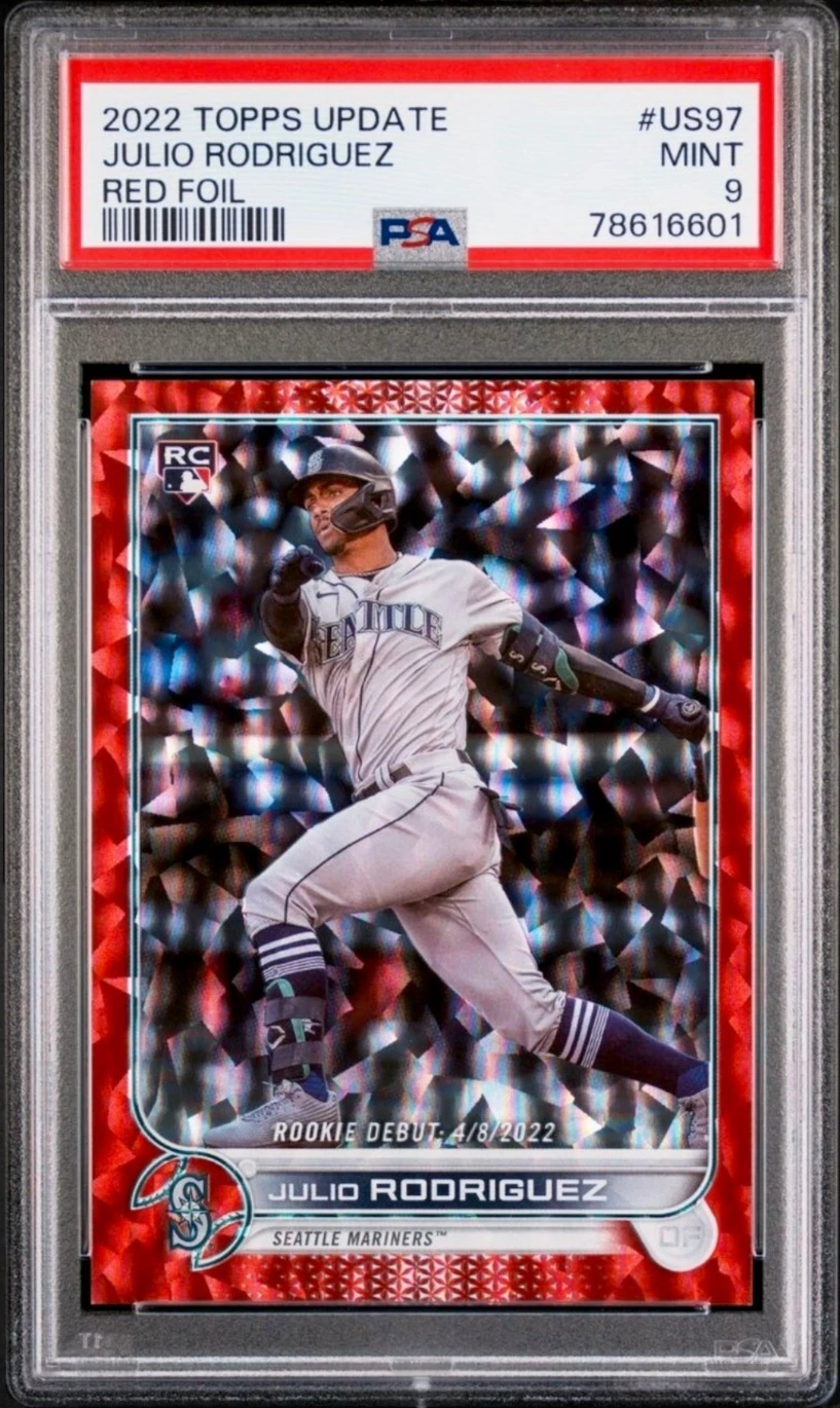 2022 Topps Update US97 Julio Rodriguez RC Red Foil /199 PSA 9