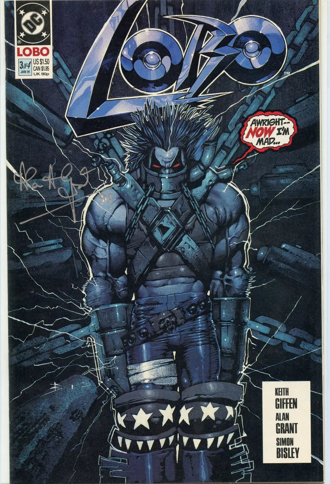 Lobo #3 Signed by Alan Grant Comic Silver Ink