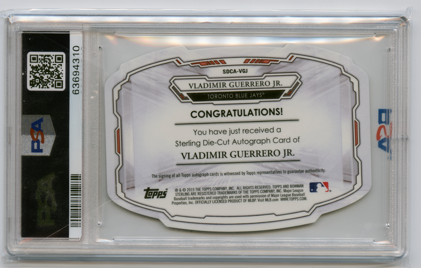 2019 Bowman Sterling Vladimir Guerrero Jr. SuperFractor Die Cut 1/1 Auto Rookie