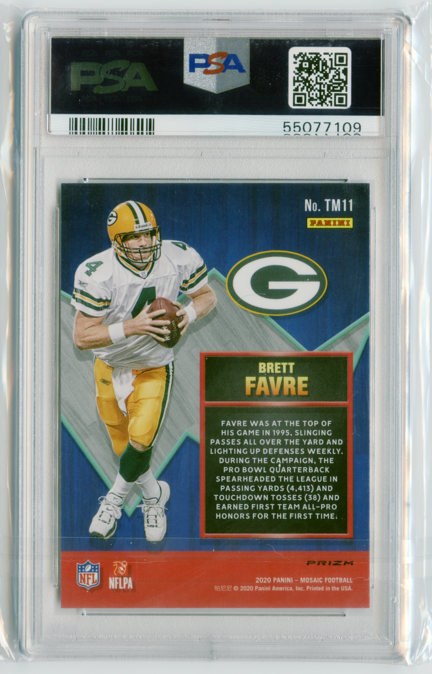 2020 Panini Mosaic Brett Favre Masters Green Packers PSA 10
