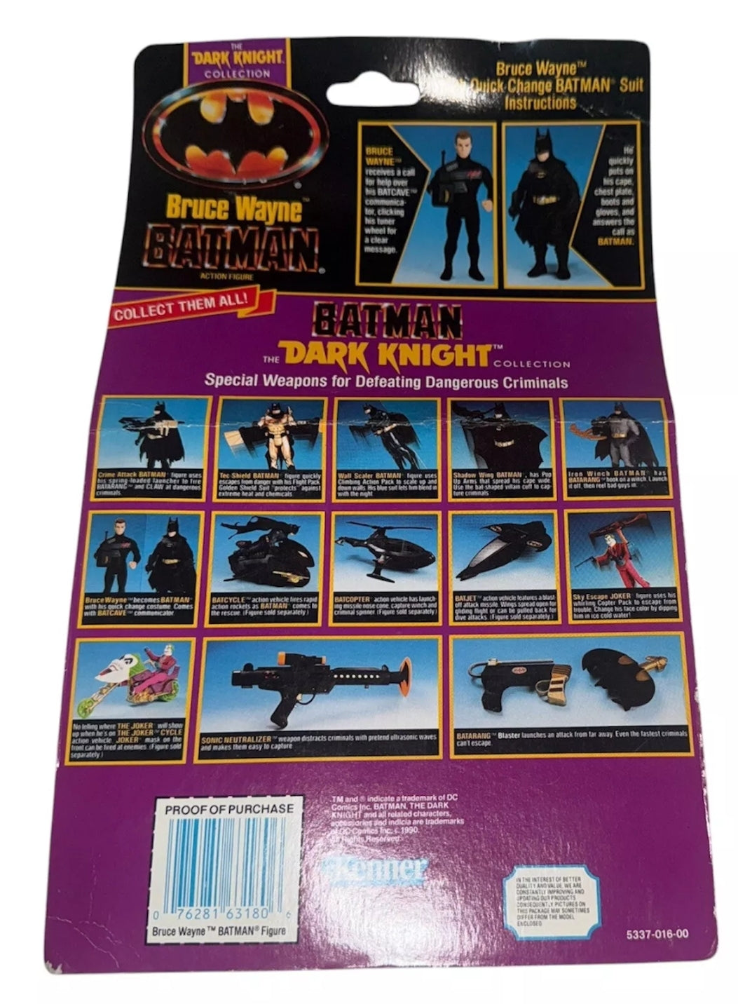 Batman Dark Knight Bruce Wayne Quick Change Suit Action Figure Kenner 1990