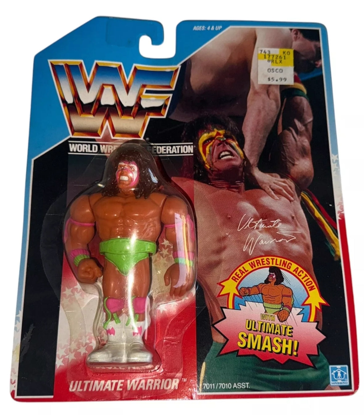 Hasbro WWF Ultimate Warrior Series 1 Ultimate Smash 1990 Action Figure