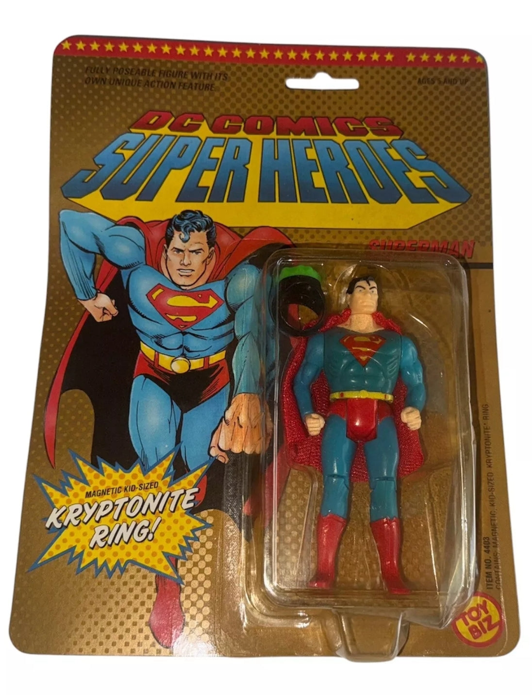 1989 ToyBiz Superman DC Comics Super Heroes Action Figure Kryptonite Ring